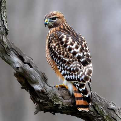 Red-tailed Hawk Perched on Branch