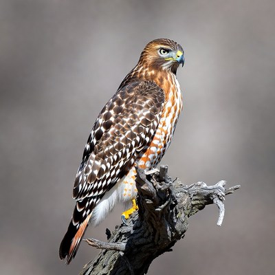 Red-tailed Hawk Perched on Branch