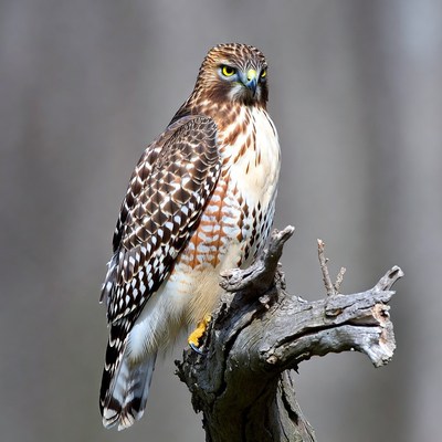 Red-tailed Hawk Perched on Branch