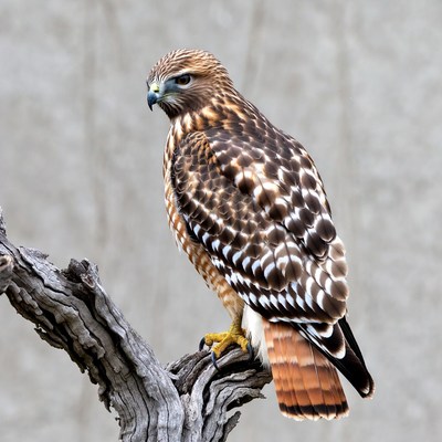 Red-tailed Hawk Perched on Branch