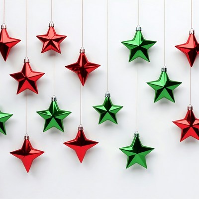 Red and Green Hanging Christmas Stars