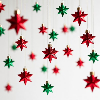Red and Green Hanging Christmas Stars