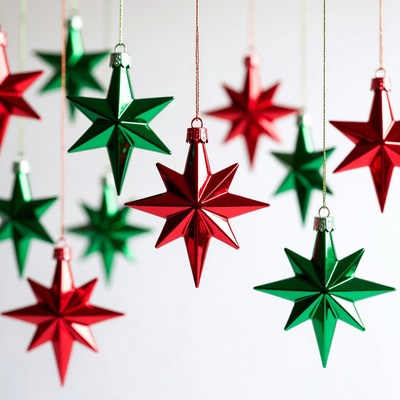 Red and Green Hanging Christmas Stars