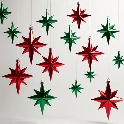 Red and Green Hanging Star Ornaments