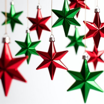 Red and Green Star Christmas Ornaments