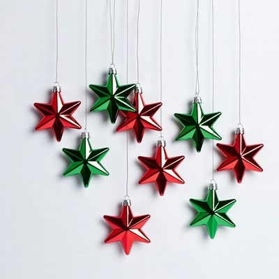 Red and Green Star Christmas Ornaments