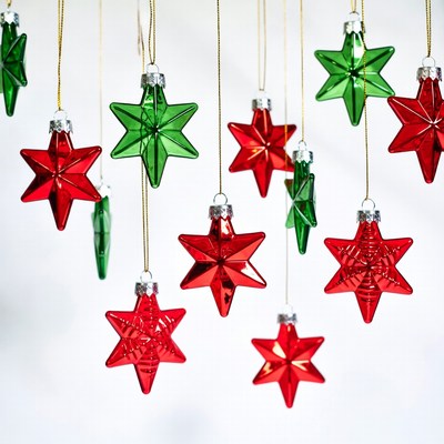 Red and Green Star Christmas Ornaments