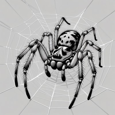 Skull Spider on Web Illustration