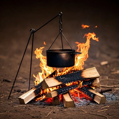 Campfire with Hanging Pot