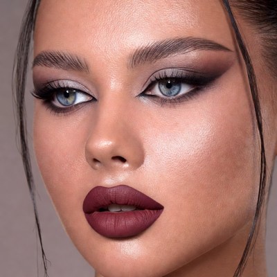 Woman with smoky eye makeup