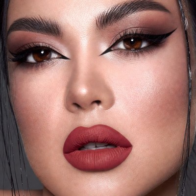 Woman with bold makeup close-up