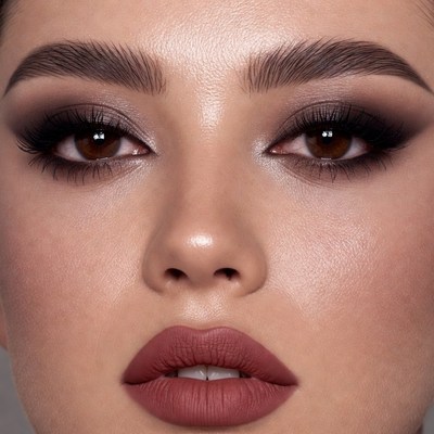 Asian woman with smoky eye makeup