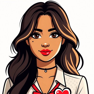 Smiling woman with heart bow