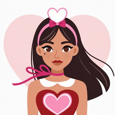 Woman with heart headband and dress
