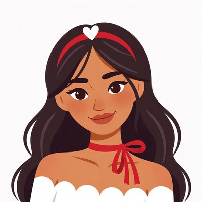 Asian woman with red heart headband