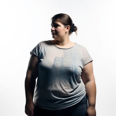 Plus-size woman in gray top