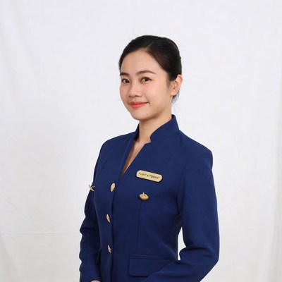 Asian woman in navy uniform