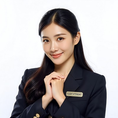 Asian flight attendant smiling