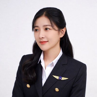 Asian flight attendant in uniform