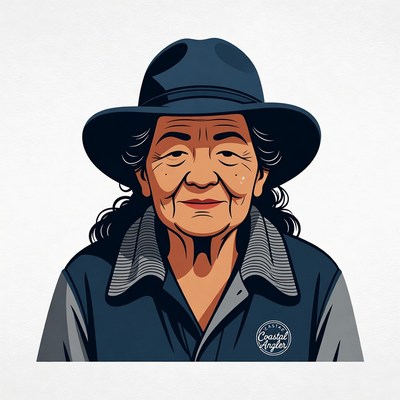 Elderly woman wearing angler hat