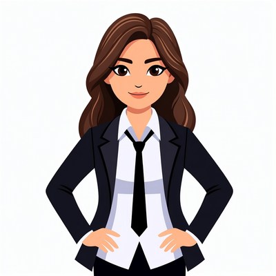 Cartoon woman in suit with tie