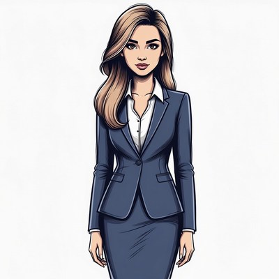 Woman in navy blue business suit