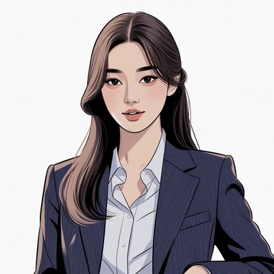 Asian woman in navy suit