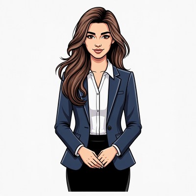 Professional woman in navy blazer suit