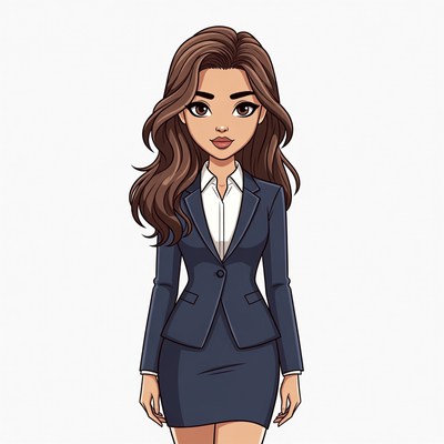 Cartoon woman in navy business suit
