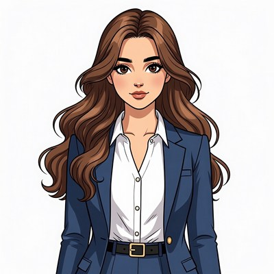 Woman in navy blue blazer suit