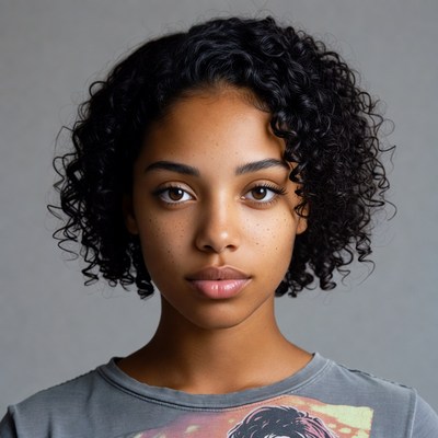 Young Black woman with curly hair