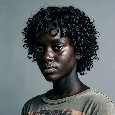Young African woman with curly hair