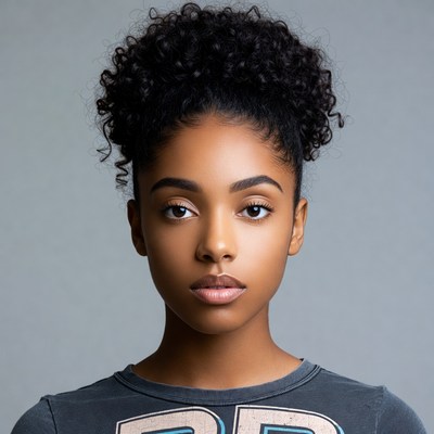 Young African-American woman with curly hair