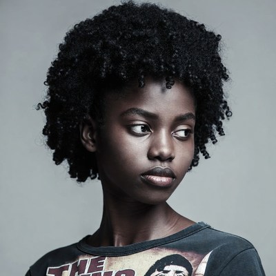 African-American woman with curly hair