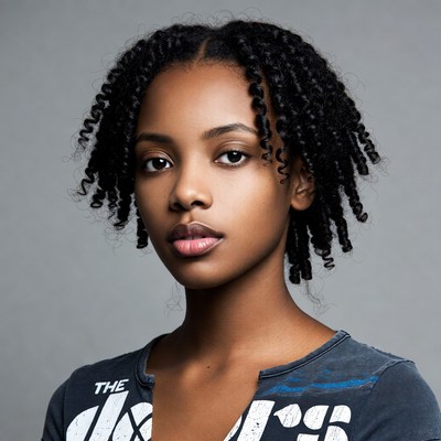 African-American woman with curly hair
