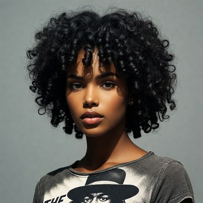 Beautiful African-American woman with curly hair