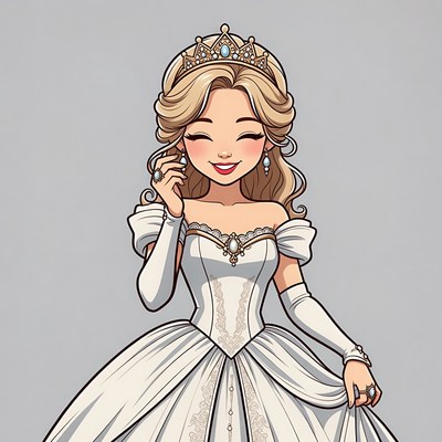 Blonde princess in white gown
