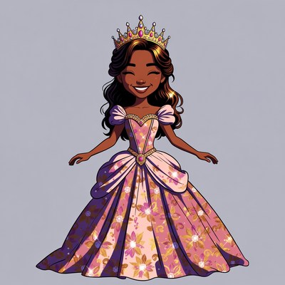 African-American girl in pink princess gown