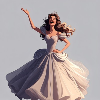 Woman in Cinderella gown dancing