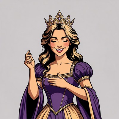 Blonde Queen in Purple Gown