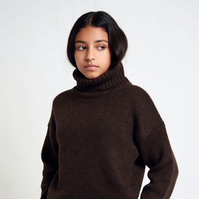 Girl in brown turtleneck sweater