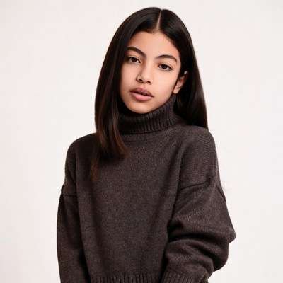Latino girl in turtleneck sweater