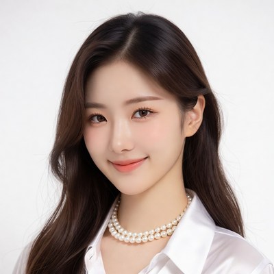 Asian woman smiling in white blouse