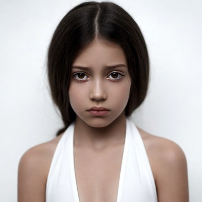 Young girl with sad expression