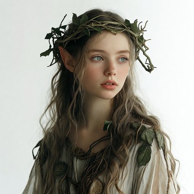 Woman with leaf crown and elf ears