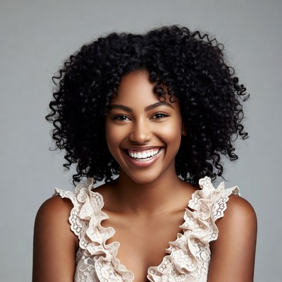 Smiling African-American woman with curly hair