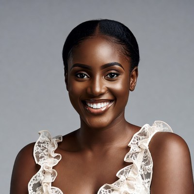Smiling African-American woman in lace top