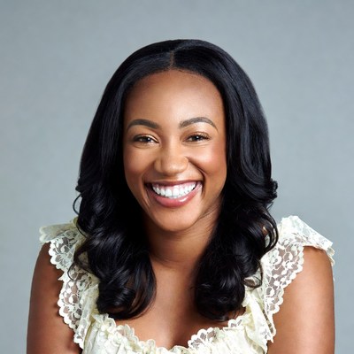 African-American woman smiling happily