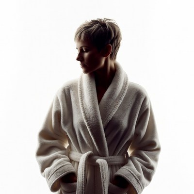 Woman in white bathrobe silhouette