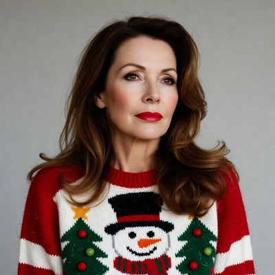 Woman in Snowman Christmas Sweater